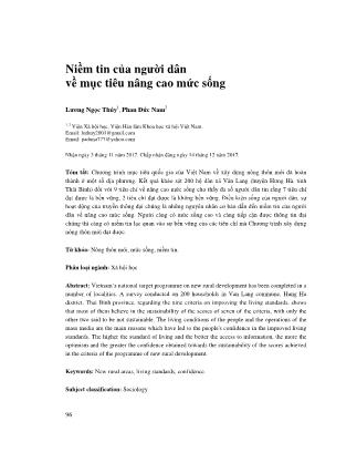 Niềm tin của người dân về mục tiêu nâng cao mức sống