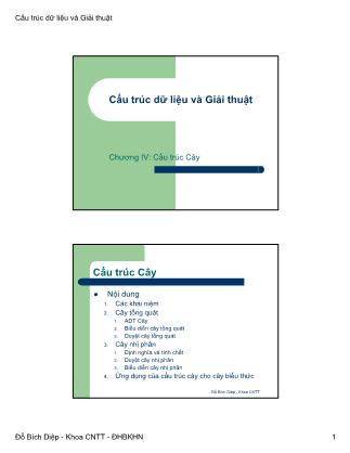 Bài giảng Cấu trúc dữ liệu và Giải thuật - Chương V: Cấu trúc Cây - Đỗ Bích Diệp