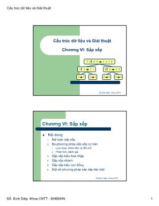 Bài giảng Cấu trúc dữ liệu và Giải thuật - Chương VI: Sắp xếp - Đỗ Bích Diệp