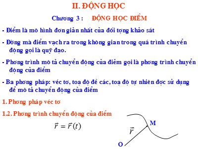 Bài giảng Cơ học ứng dụng - Chương 3: Động học điểm