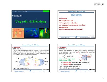 Bài giảng Cơ học ứng dụng - Chương 3: Ứng suất và Biến dạng - Nguyễn Thái Hiền