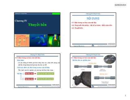 Bài giảng Cơ học ứng dụng - Chương 4: Thuyết bền - Nguyễn Thái Hiền