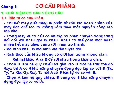 Bài giảng Cơ học ứng dụng - Chương 5: Cơ cấu phẳng