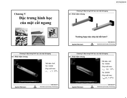 Bài giảng Cơ học ứng dụng - Chương 5: Đặc trưng hình học của mặt cắt ngang - Nguyễn Thái Hiền
