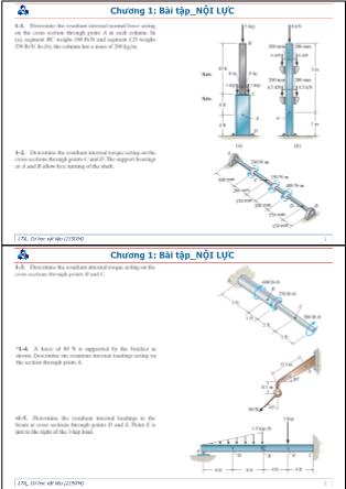 Bài giảng Cơ học vật liệu - Chương 1: Bài tập nội lực