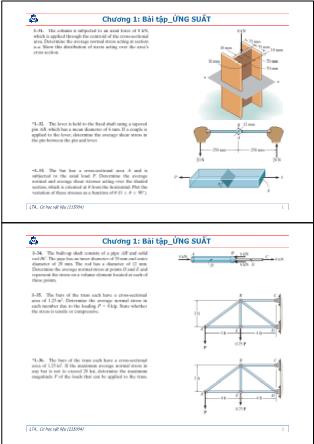 Bài giảng Cơ học vật liệu - Chương 1: Bài tập ứng suất