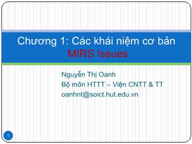 Bài giảng Cơ sở dữ liệu đa phương tiện - Chương 1c: MIRS Issues - Nguyễn Thị Oanh