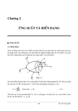 Bài giảng môn Cơ lý thuyết - Phần 2: Cơ học vật rắn biến dạng đàn hồi - Chương 2: Ứng suất và biến dạng - Nguyễn Công Hòa