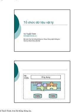 Bài giảng Nhập môn cơ sở dữ liệu - Bài 5: Tổ chức dữ liệu vật lý - Vũ Tuyết Trinh