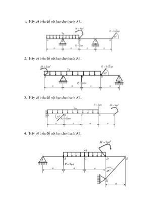 Bài tập Cơ học ứng dụng - Chương 2: Nội lực và Vẽ biểu đồ nội lực - Nguyễn Thái Hiền
