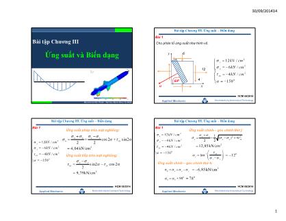 Bài tập Cơ học ứng dụng - Chương III: Ứng suất và Biến dạng - Nguyễn Thái Hiền