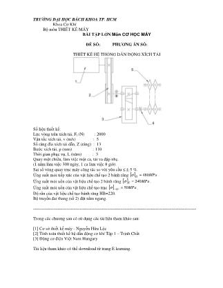 Bài tập lớn môn Cơ học máy - Đề số: Phương án số: