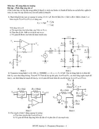 Bài tập môn Bổ sung điện tử Analog - Phần: Đáp ứng tần số