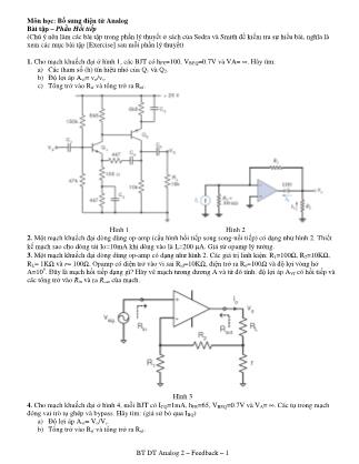 Bài tập môn Bổ sung điện tử Analog - Phần: Hồi tiếp