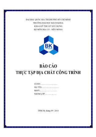 Báo cáo Thực tập địa chất công trình