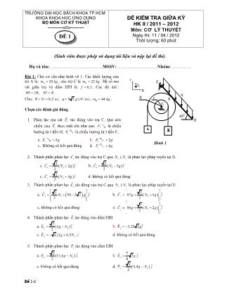 Đề kiểm tra giữa học kì 2 môn Cơ lý thuyết  (Đề 1)