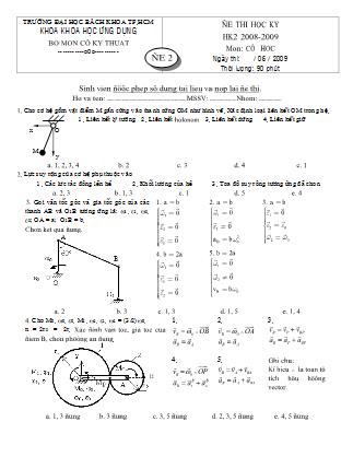 Đề thi học kì 2 môn Cơ học (Đề 2)