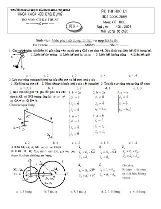 Đề thi học kì 2 môn Cơ học (Đề 4)