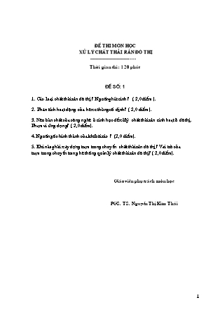 Đề thi môn học Xử lý chất thải rắn đô thị