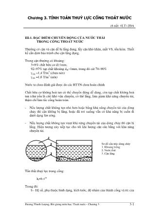 Giáo án Thoát nước dân dụng và công nghiệp - Chương 3: Tính toán thuỷ lực cống thoát nước - Dương Thanh Lượng