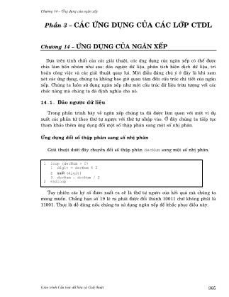 Giáo trình Cấu trúc dữ liệu và giải thuật - Phần 3: Các ứng dụng của các lớp cấu trúc dữ liệu - Chương 14: Ứng dụng của ngăn xếp