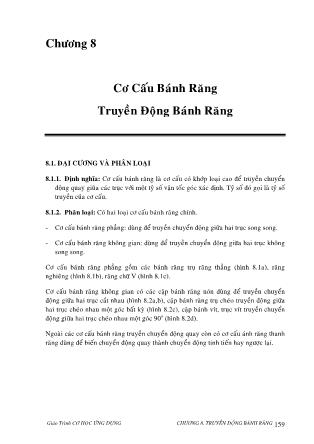 Giáo trình Cơ ứng dụng - Chương 8: Cơ cấu bánh răng, truyền động bánh răng - Nguyễn Công Hòa