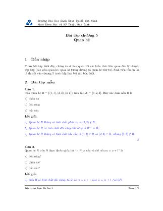 Giáo trình Toàn rời rạc 1 - Bài tập chương 5: Quan hệ
