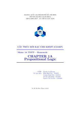 Tài liệu Cấu trúc rời rạc cho khoa học máy tính - Chapter 1A: Propositional Logic