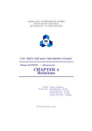 Tài liệu Cấu trúc rời rạc cho khoa học máy tính - Chapter 4: Relations