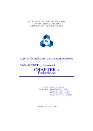Tài liệu Cấu trúc rời rạc cho khoa học máy tính - Chapter 4: Relations