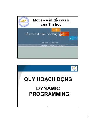 Bài giảng Cấu trúc dữ liệu và thuật giải - Tạ Thúc Nhu