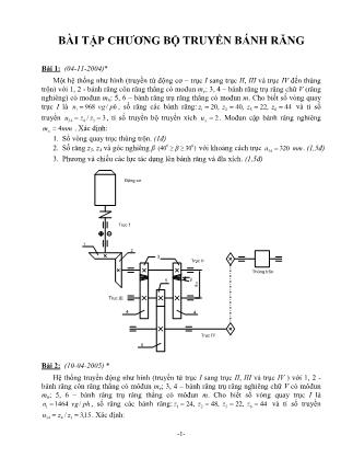 Bài giảng Chi tiết máy - Bài tập chương Bộ truyền bánh răng - Bùi Trọng Hiếu