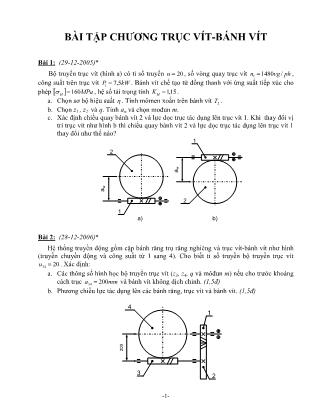 Bài giảng Chi tiết máy - Bài tập chương Bộ truyền trục vít-bánh vít - Bùi Trọng Hiếu