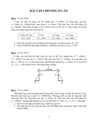Bài giảng Chi tiết máy - Bài tập chương Ổ lăn - Bùi Trọng Hiếu