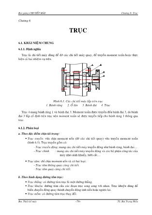 Bài giảng Chi tiết máy - Chương 6: Trục - Bùi Trọng Hiếu