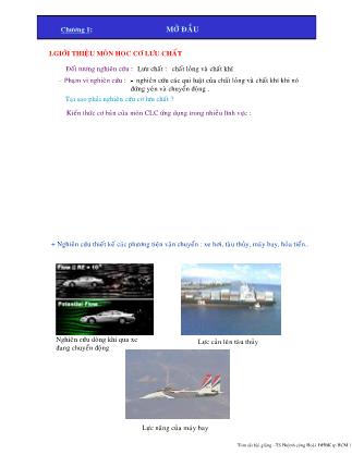 Bài giảng Cơ lưu chất - Chương 1: Mở đầu - Huỳnh Công Hoài