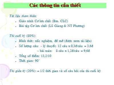 Bài giảng Cơ lưu chất - Chương 1: Mở đầu