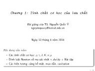 Bài giảng Cơ lưu chất - Chương 1: Tính chất cơ học của lưu chất - Nguyễn Quốc Ý