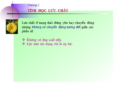 Bài giảng Cơ lưu chất - Chương 2: Tĩnh học lưu chất - Nguyễn Thị Phương