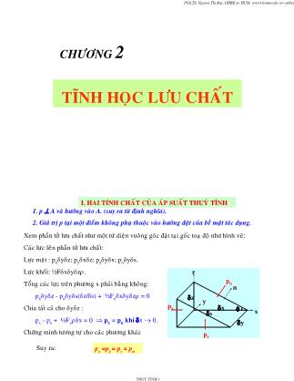 Bài giảng Cơ lưu chất - Chương 2: Tĩnh học lưu chất - Nguyễn Thị Bảy