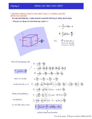 Bài giảng Cơ lưu chất - Chương 4: Động lực học lưu chất - Huỳnh Công Hoài