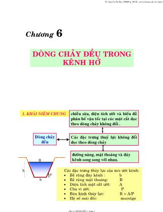 Bài giảng Cơ lưu chất - Chương 6: Dòng chảy đều trong kênh hở - Nguyễn Thị Bảy