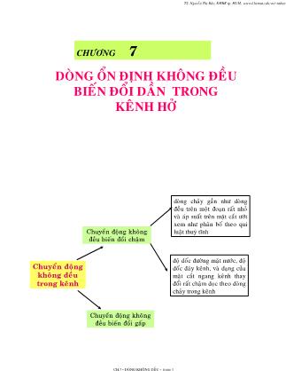 Bài giảng Cơ lưu chất - Chương 7: Dòng ổn định không đều biến đổi dần trong kênh hở - Nguyễn Thị Bảy