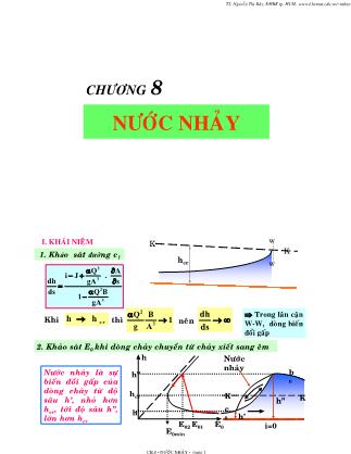 Bài giảng Cơ lưu chất - Chương 8: Nước chảy - Nguyễn Thị Bảy