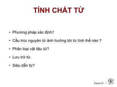 Bài giảng Cơ sở khoa học vật liệu - Bài: Tính chất từ