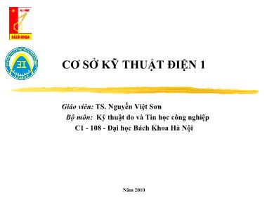 Bài giảng Cơ sở kỹ thuật điện 1 - Chương 0: Giới thiệu - Nguyễn Việt Sơn