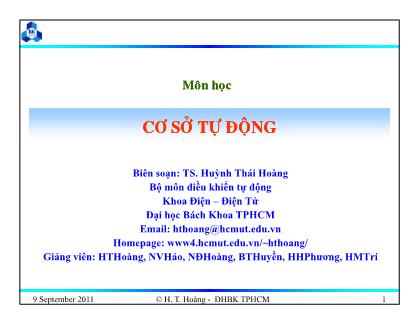 Bài giảng Cơ sở tự động - Chương 1: Giới thiệu về hệ thống tự động - Huỳnh Thái Hoàng