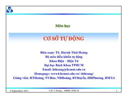 Bài giảng Cơ sở tự động - Chương 3: Đặc tính động học của hệ thống - Huỳnh Thái Hoàng