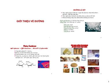 Bài giảng Công nghệ sản xuất đường và bánh kẹo - Bài 1: Giới thiệu về đường