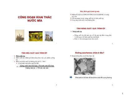 Bài giảng Công nghệ sản xuất đường và bánh kẹo - Bài 2: Công đoạn khai thác nước mía
